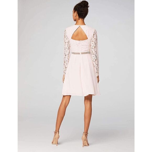 Pink Blush Lace Cocktail A-Line Long Sleeve Elegant Romantic Classy Dress XXL NW - Picture 2 of 16